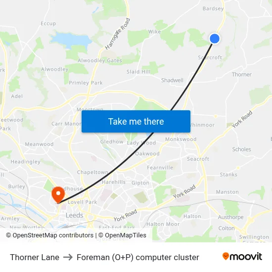 Thorner Lane to Foreman (O+P) computer cluster map