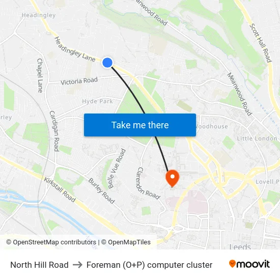 North Hill Road to Foreman (O+P) computer cluster map