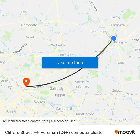 Clifford Street to Foreman (O+P) computer cluster map