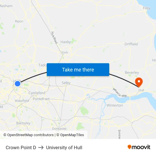 Crown Point D to University of Hull map