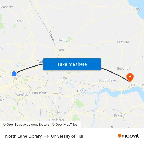 North Lane Library to University of Hull map