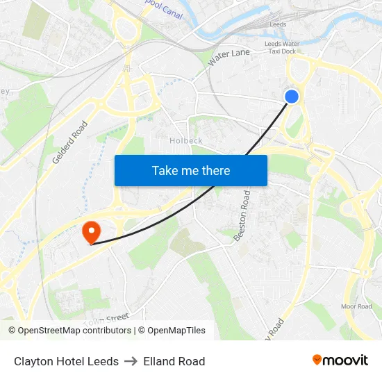Clayton Hotel Leeds to Elland Road map