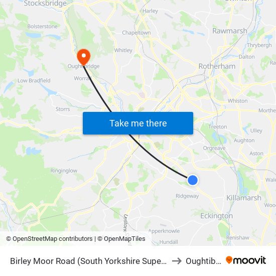Birley Moor Road (South Yorkshire Supertram), Owlthorpe to Oughtibridge map