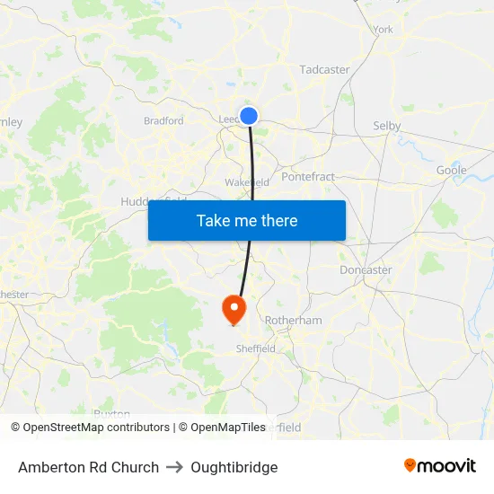 Amberton Rd Church to Oughtibridge map