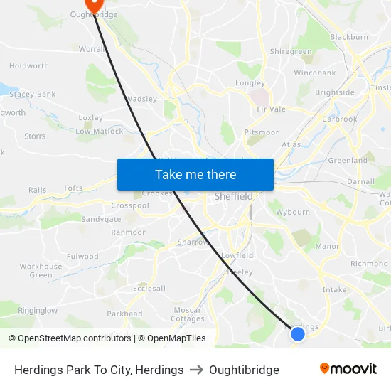 Herdings Park To City, Herdings to Oughtibridge map