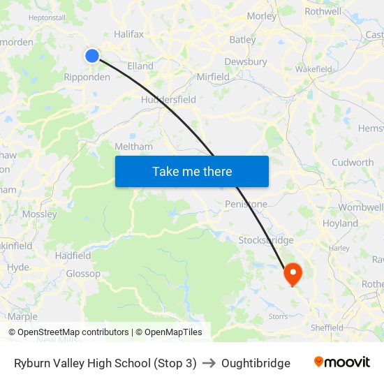 Ryburn Valley High School (Stop 3) to Oughtibridge map