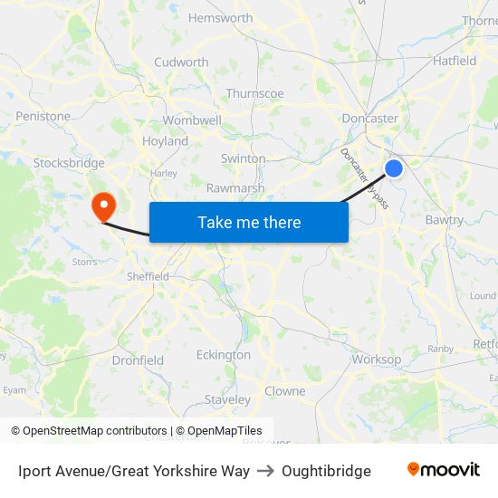 Iport Avenue/Great Yorkshire Way to Oughtibridge map