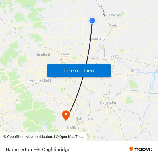 Hammerton to Oughtibridge map