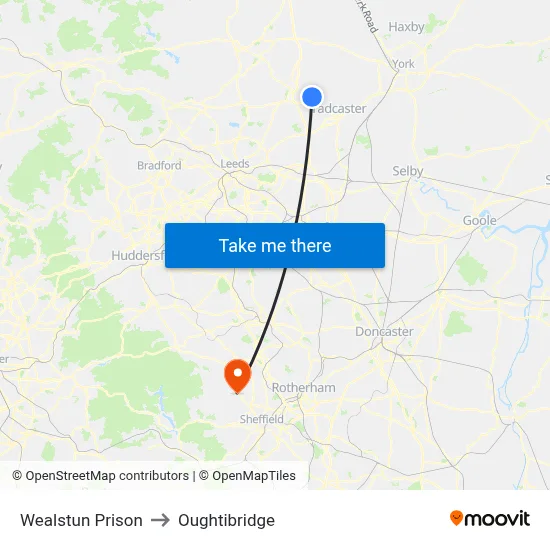 Wealstun Prison to Oughtibridge map