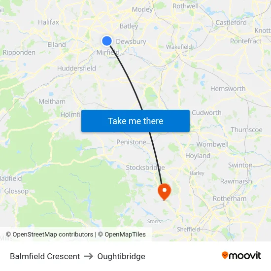 Balmfield Crescent to Oughtibridge map