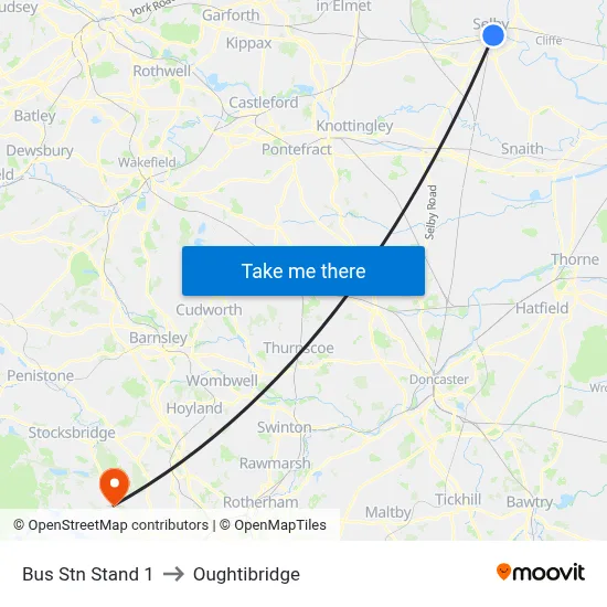 Bus Stn Stand 1 to Oughtibridge map