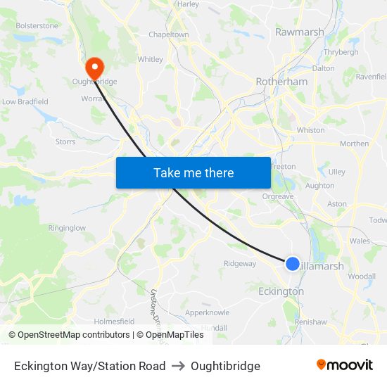 Eckington Way/Station Road to Oughtibridge map