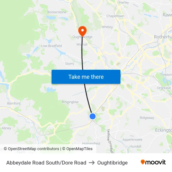 Abbeydale Road South/Dore Road to Oughtibridge map