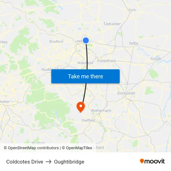 Coldcotes Drive to Oughtibridge map