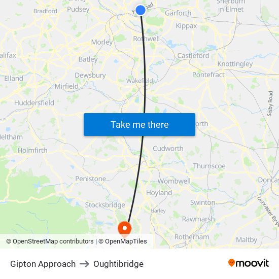 Gipton Approach to Oughtibridge map