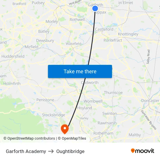Garforth Academy to Oughtibridge map