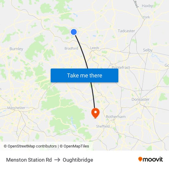 Menston Station Rd to Oughtibridge map