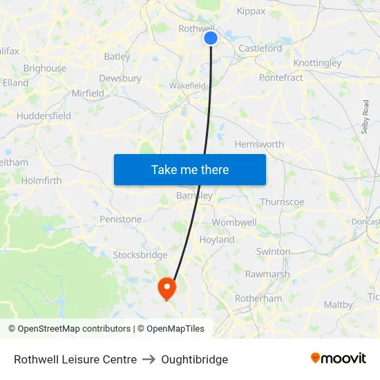 Rothwell Leisure Centre to Oughtibridge map