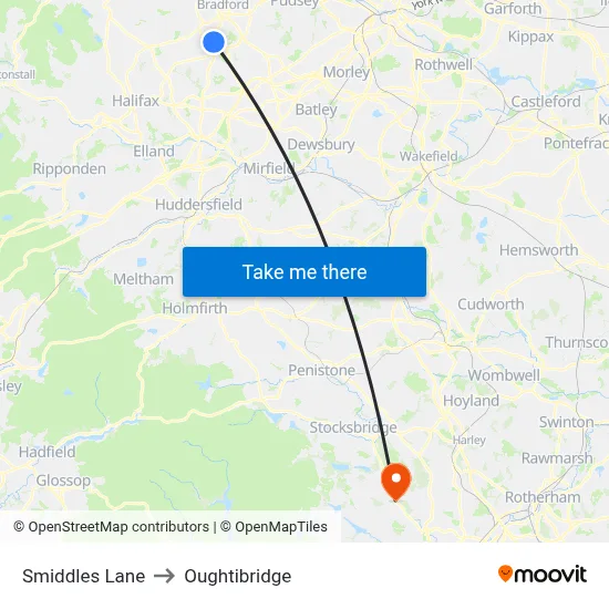 Smiddles Lane to Oughtibridge map