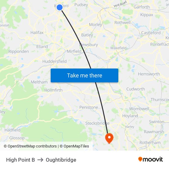 High Point B to Oughtibridge map