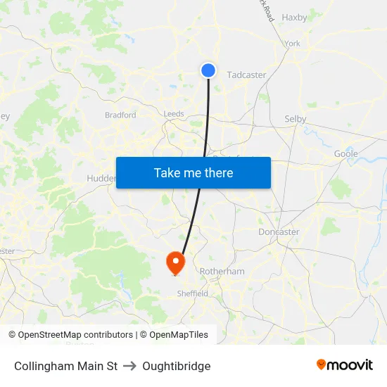 Collingham Main St to Oughtibridge map