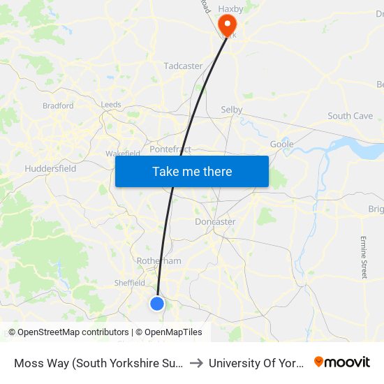 Moss Way (South Yorkshire Supertram), Waterthorpe to University Of York Kings Manor map