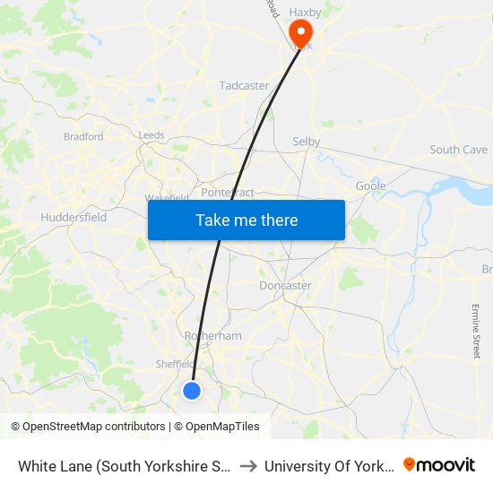 White Lane (South Yorkshire Supertram), Charnock to University Of York Kings Manor map