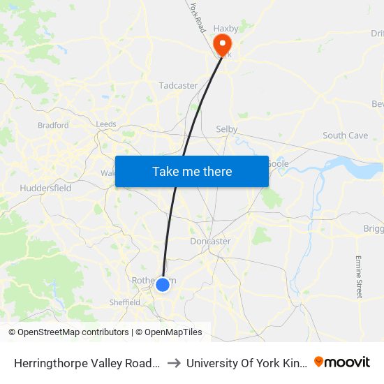 Herringthorpe Valley Road/The Lanes to University Of York Kings Manor map