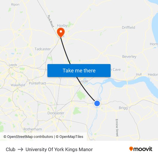 Club to University Of York Kings Manor map