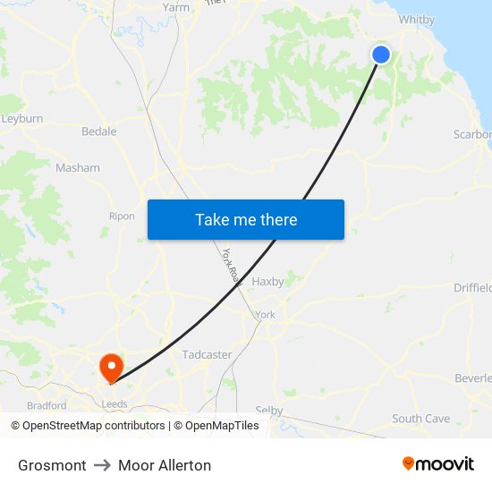 Grosmont to Moor Allerton map