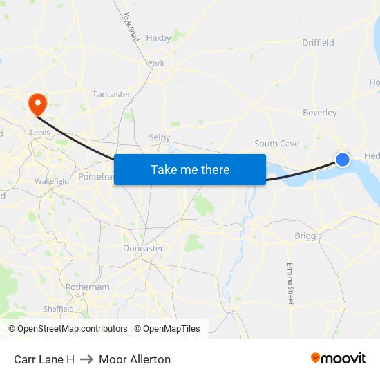 Carr Lane H to Moor Allerton map