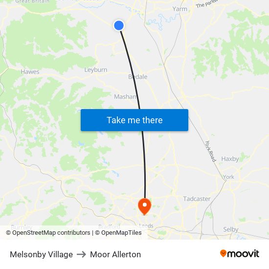 Melsonby Village to Moor Allerton map