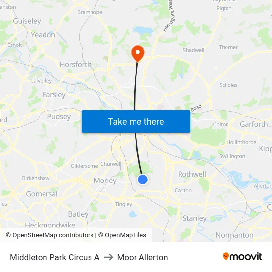Middleton Park Circus A to Moor Allerton map