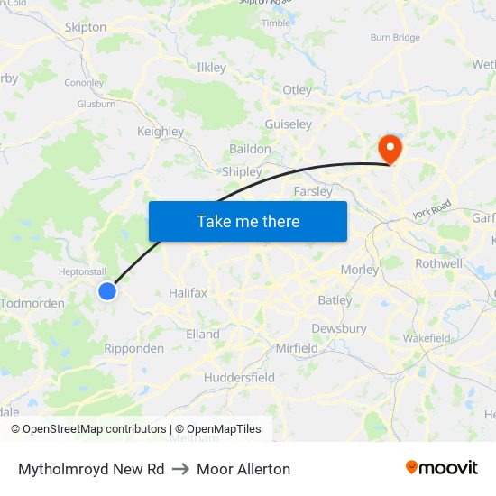 Mytholmroyd New Rd to Moor Allerton map