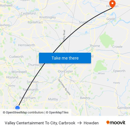 Valley Centertainment To City, Carbrook to Howden map