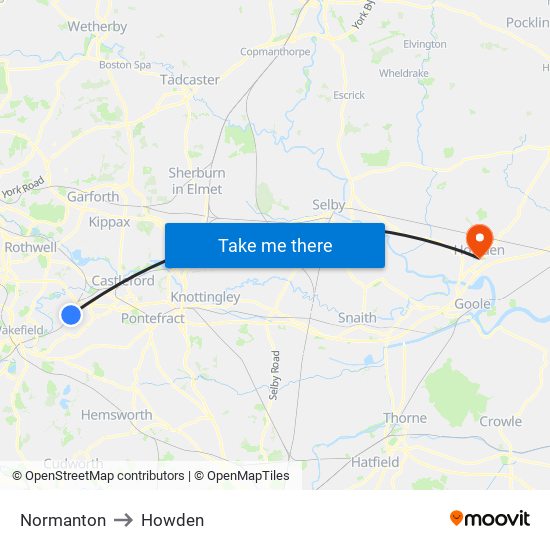 Normanton to Howden map