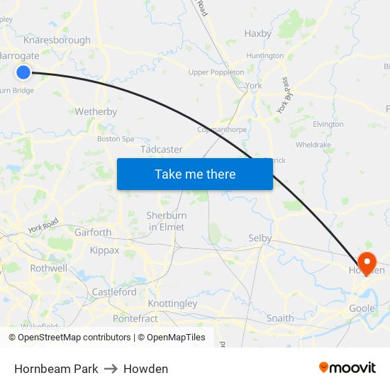 Hornbeam Park to Howden map