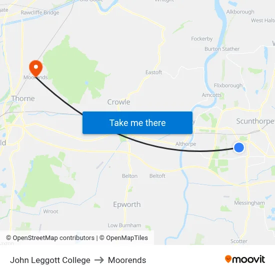 John Leggott College to Moorends map