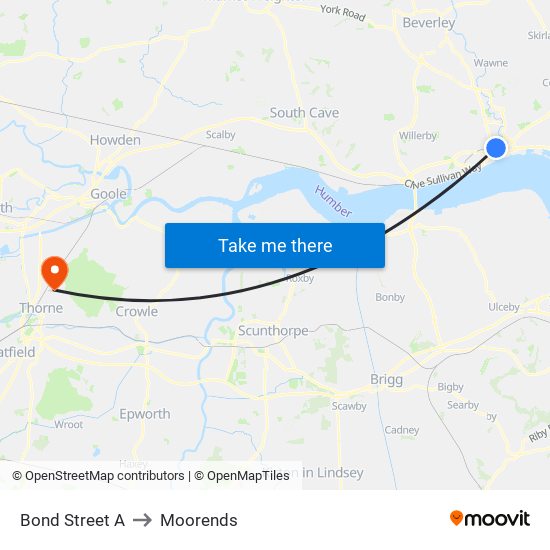 Bond Street A to Moorends map