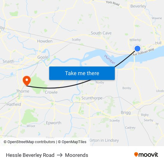 Hessle Beverley Road to Moorends map