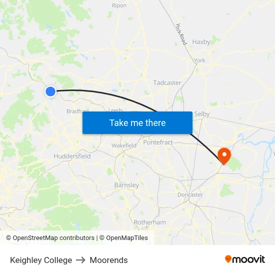Keighley College to Moorends map