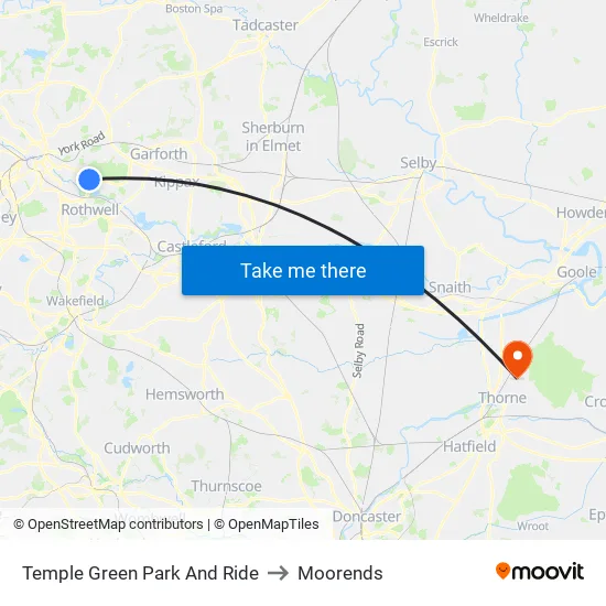 Temple Green Park And Ride to Moorends map