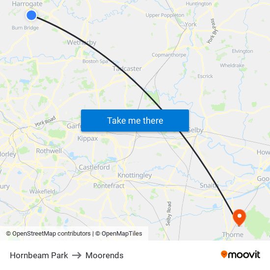 Hornbeam Park to Moorends map