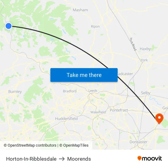 Horton-In-Ribblesdale to Moorends map