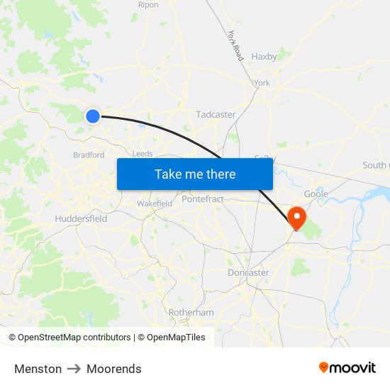 Menston to Moorends map