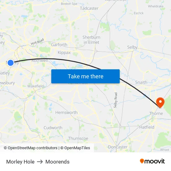 Morley Hole to Moorends map