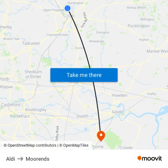 Aldi to Moorends map