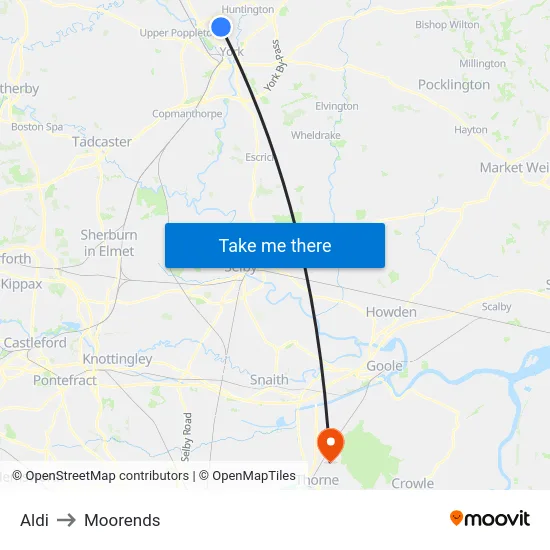 Aldi to Moorends map