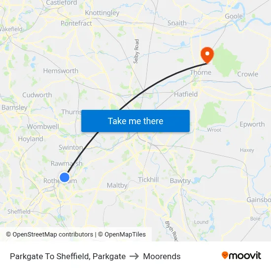 Parkgate To Sheffield, Parkgate to Moorends map