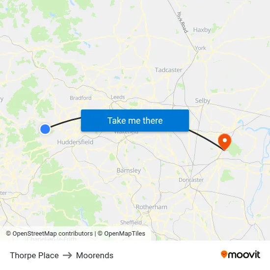 Thorpe Place to Moorends map